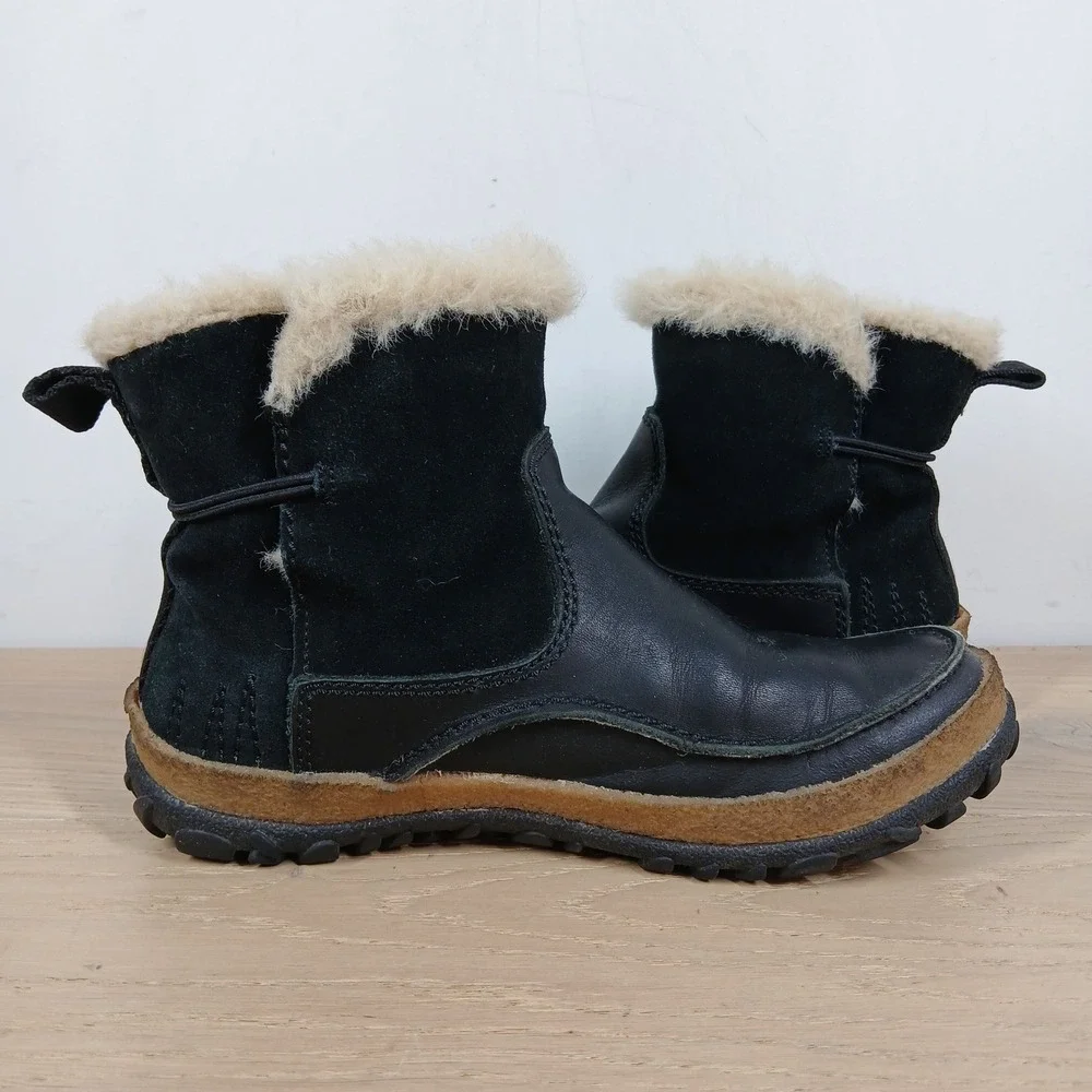 Merrell Ankle Boots Womens 6 Black Leather Shearling Lined Winter Outdoor